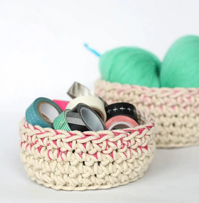 Color Block Crochet Baskets