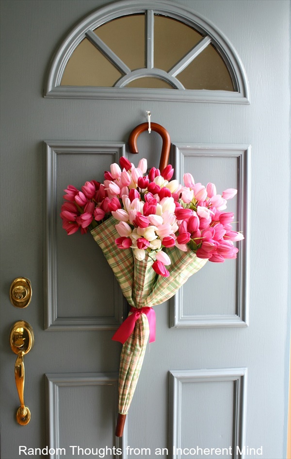 Colorful Floral Umbrella Door Wreath