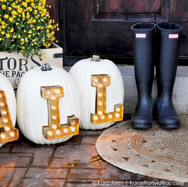 DIY Marquee Light Letter Pumpkins