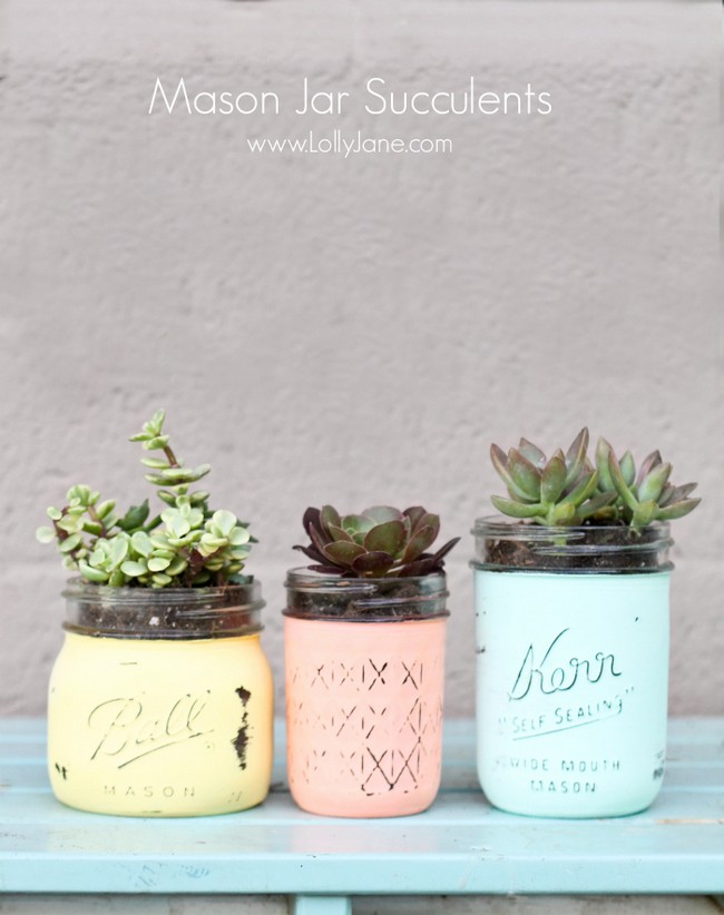 DIY Mason Jar Succulent Pots