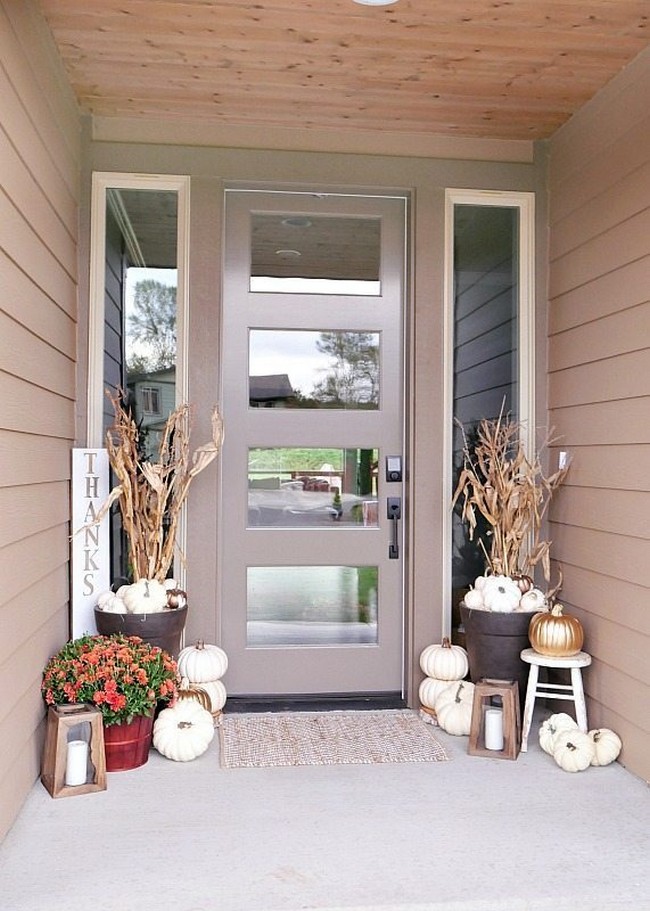 Rustic Metallic Fall Porch Decor