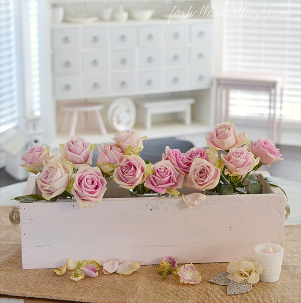 Wooden box centerpiece