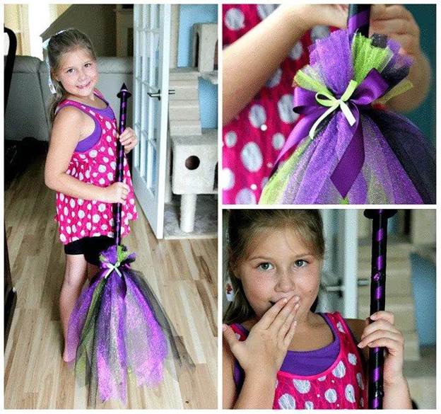 DIY Witch Broom With Tulle