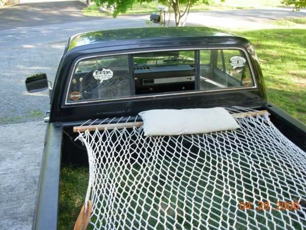 Install a hammock on your truck bed