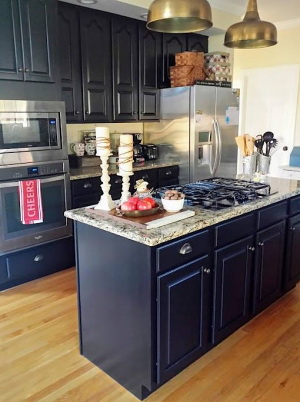 Black Kitchen Cabinets with a Silky Milk Paint Finish