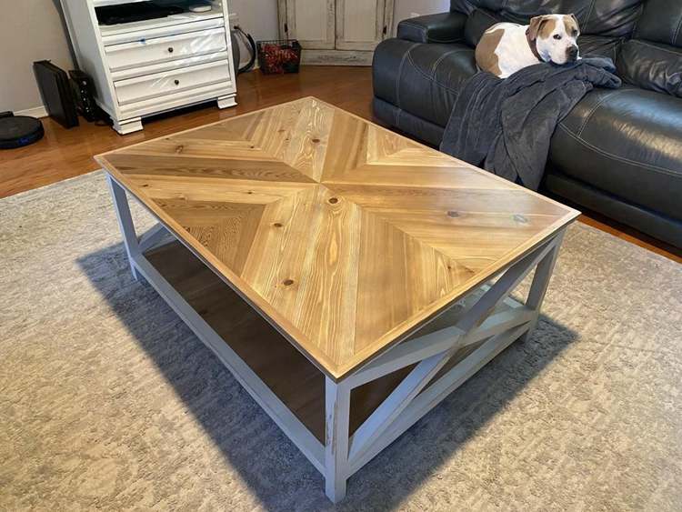 DIY Chevron Farmhouse Coffee Table