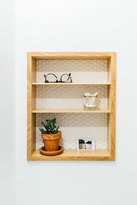 DIY Recessed Bathroom Shelves