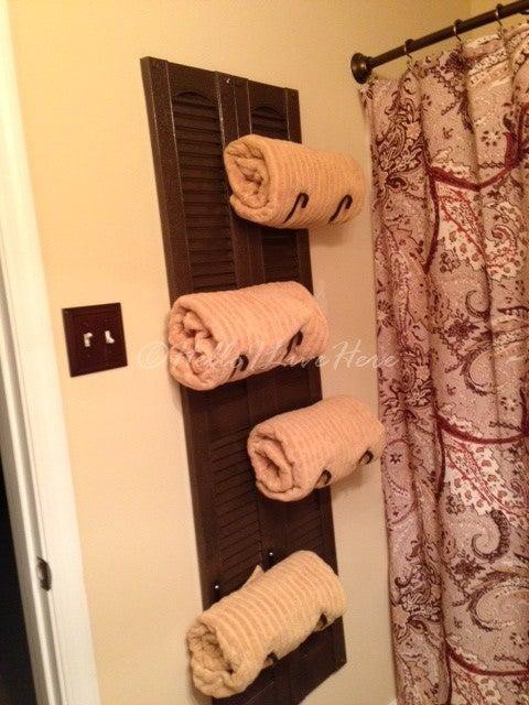 DIY Shutter Towel Rack