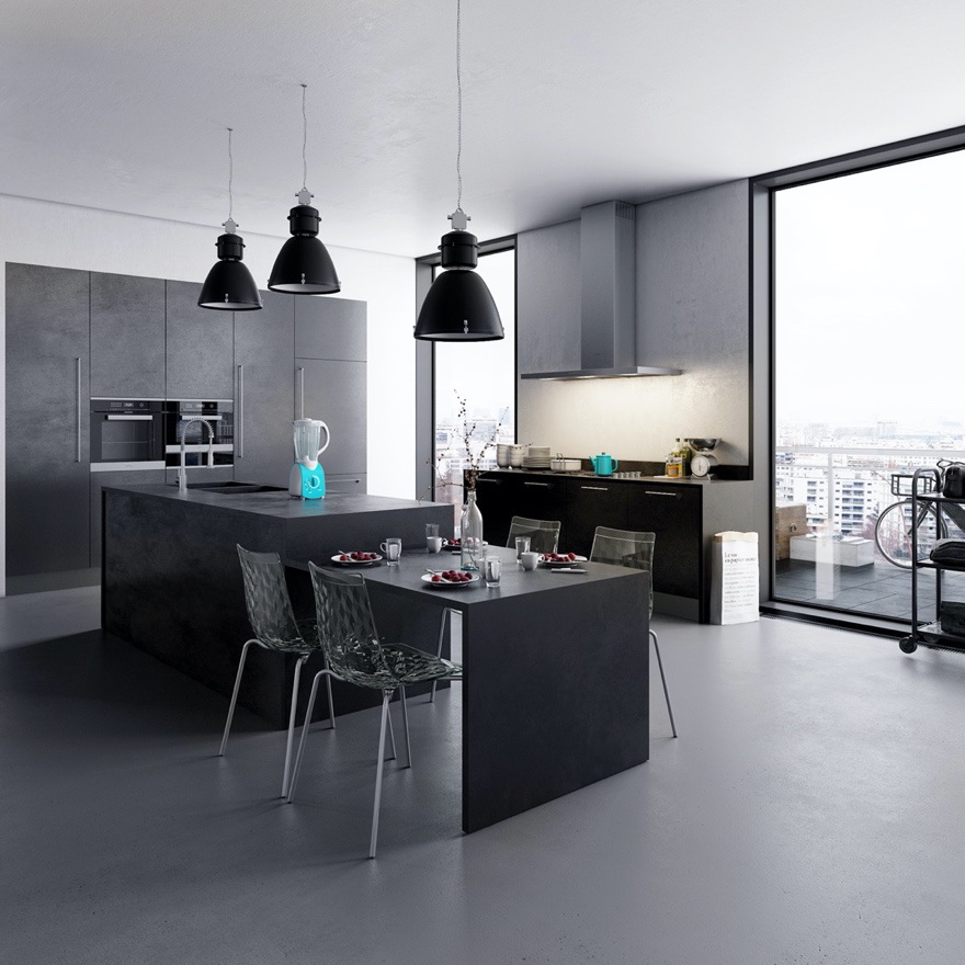 Matte Black Kitchen Cabinet