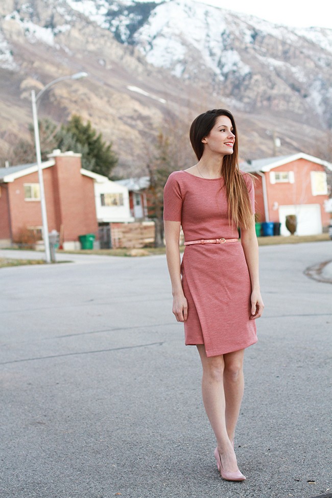 Asymetrical Knit Sheath Dress