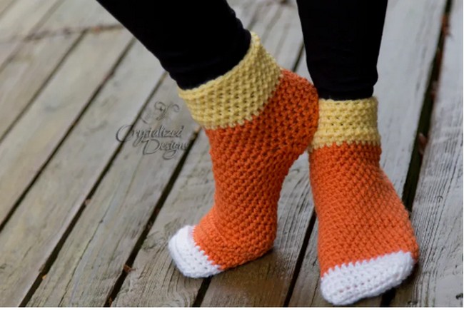Candy Corn Socks Free Crochet Pattern