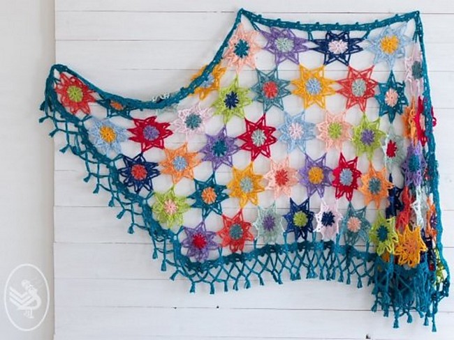 Colourful Cosy Flower Shawl