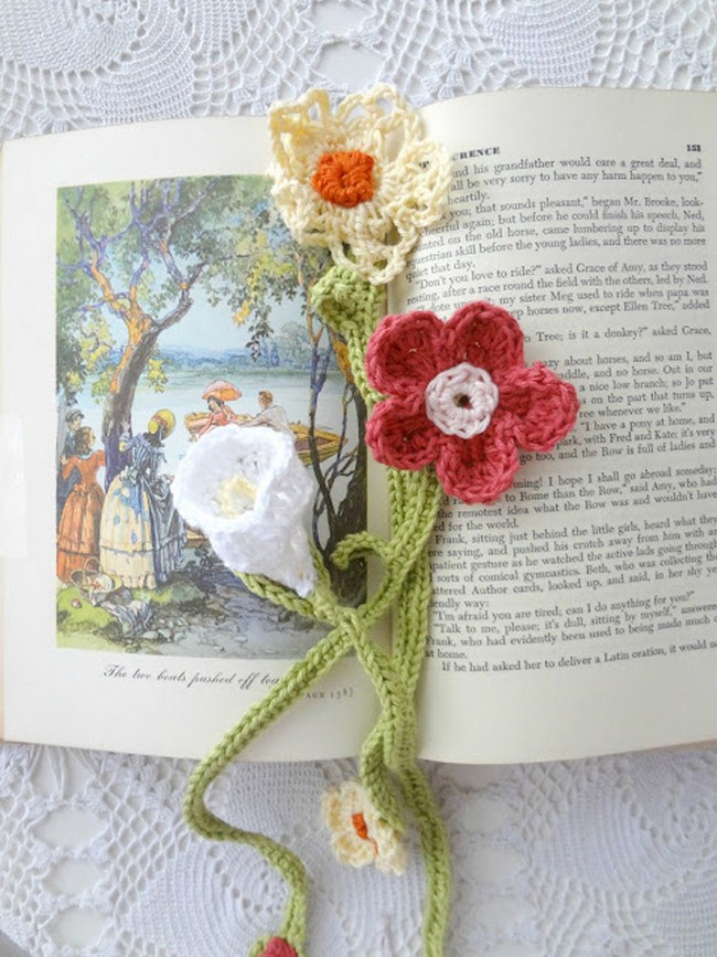 Crochet Flower Bookmarks