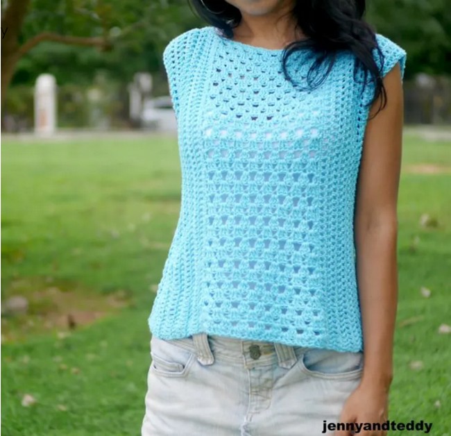 Modern Summer Top Tee Free Crochet Pattern