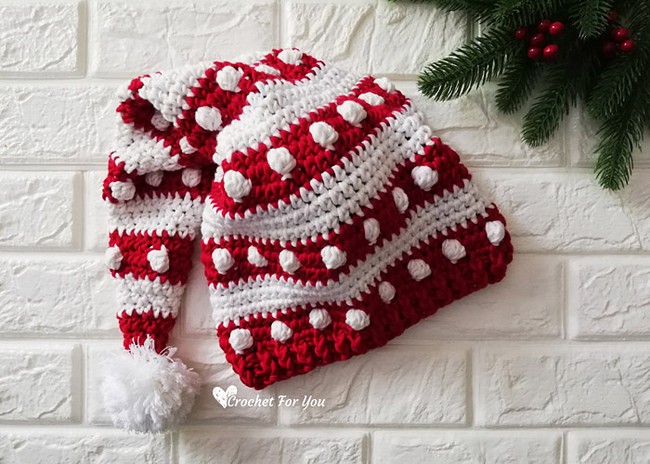 Bobbles and Stripes Santa Hat