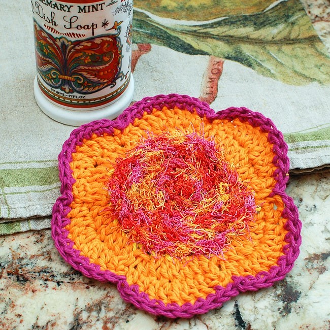 Flower Scrubby Dishcloth