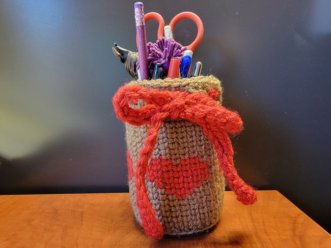 Heart Drawstring Bag or Jar Cozy