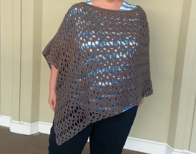 Lacy Trellis Asymetrical Poncho