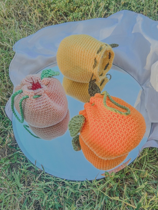 Simple Crochet Fruit Drawstring Pouch