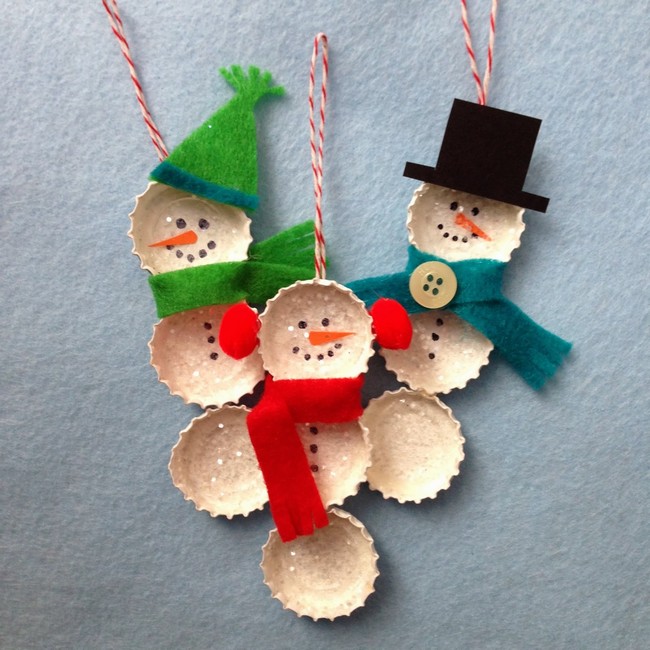 Bundled Bottle Cap Snowmen