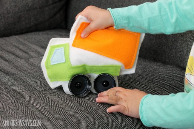 Dump Truck Softie With Bottle Cap Wheels