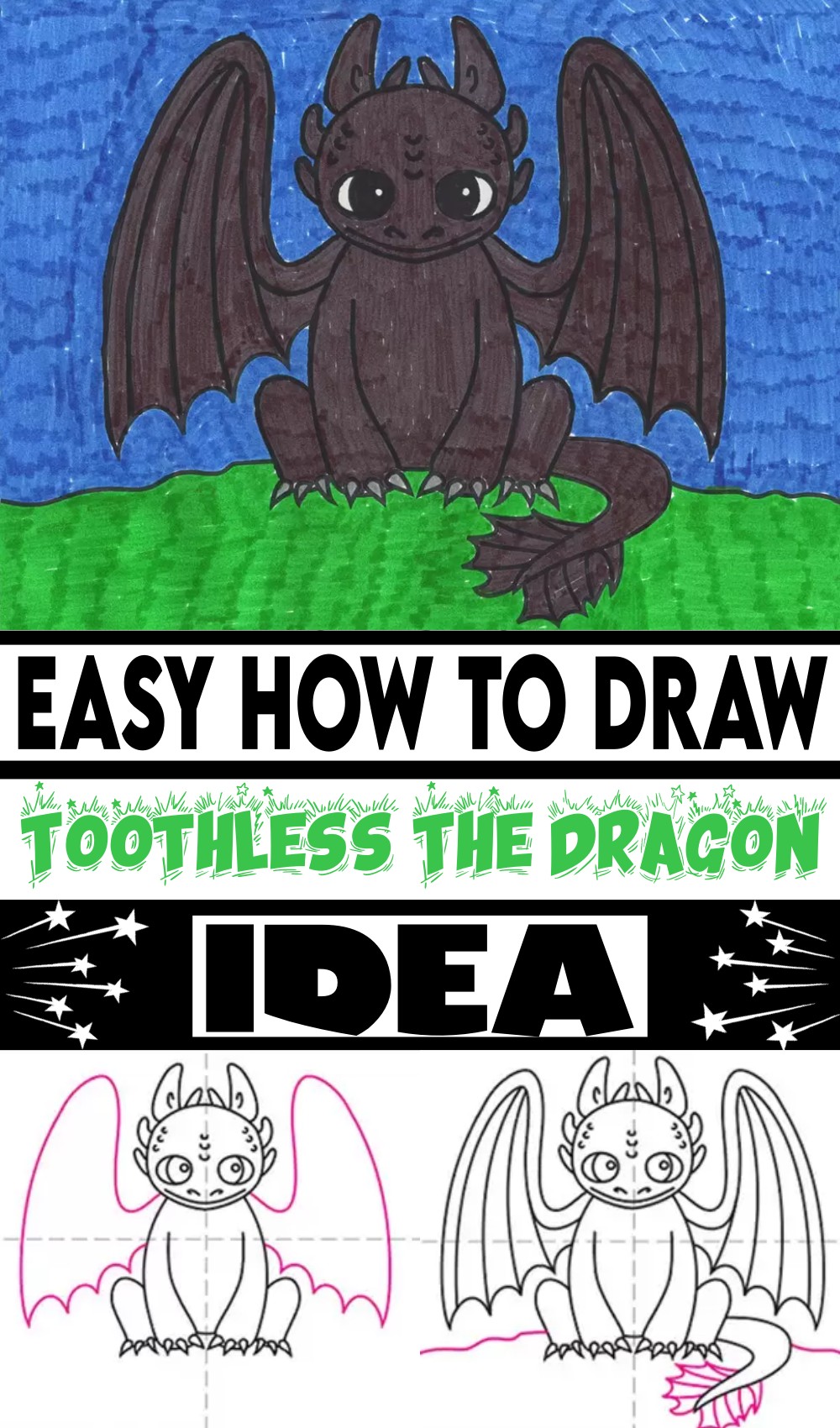 Easy How To Draw Toothless The Dragon