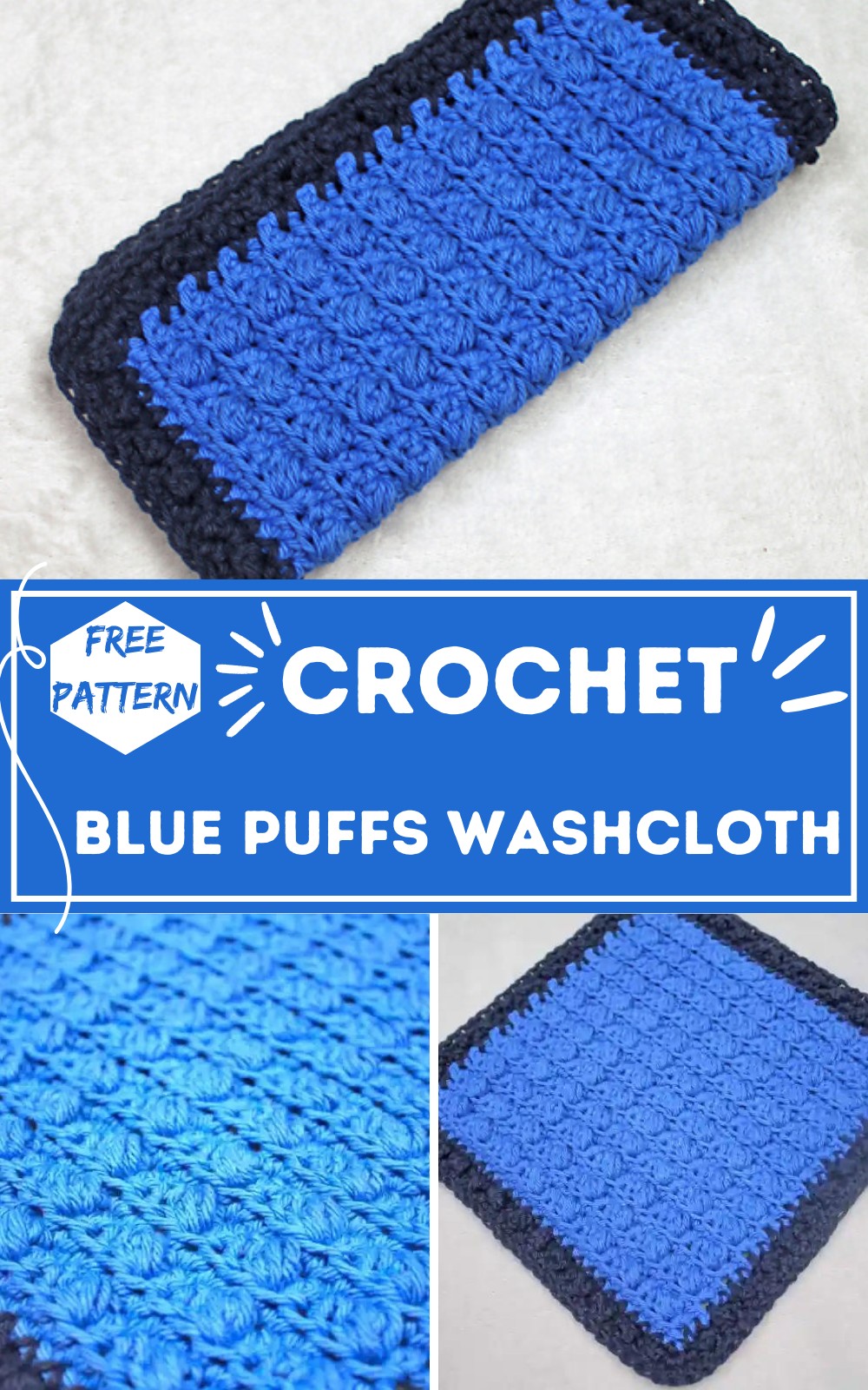 Crochet Blue Puffs Washcloth