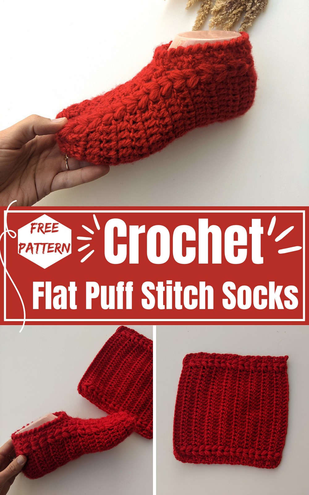 Crochet Flat Puff Stitch Socks