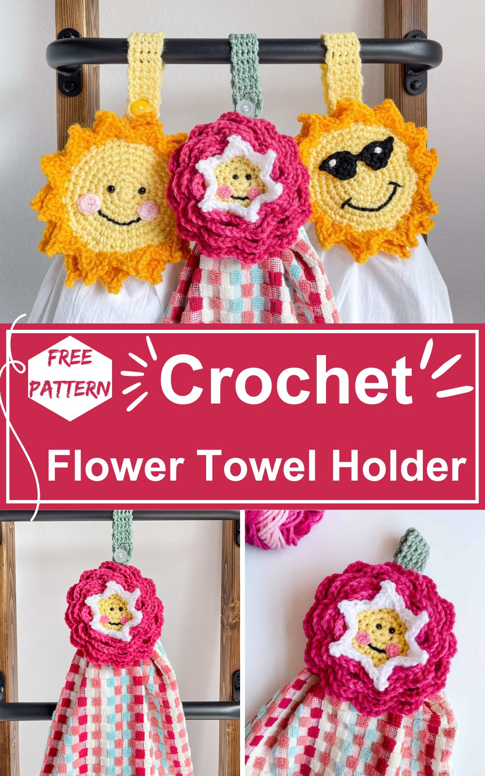 Crochet Happy Flower Towel Holder