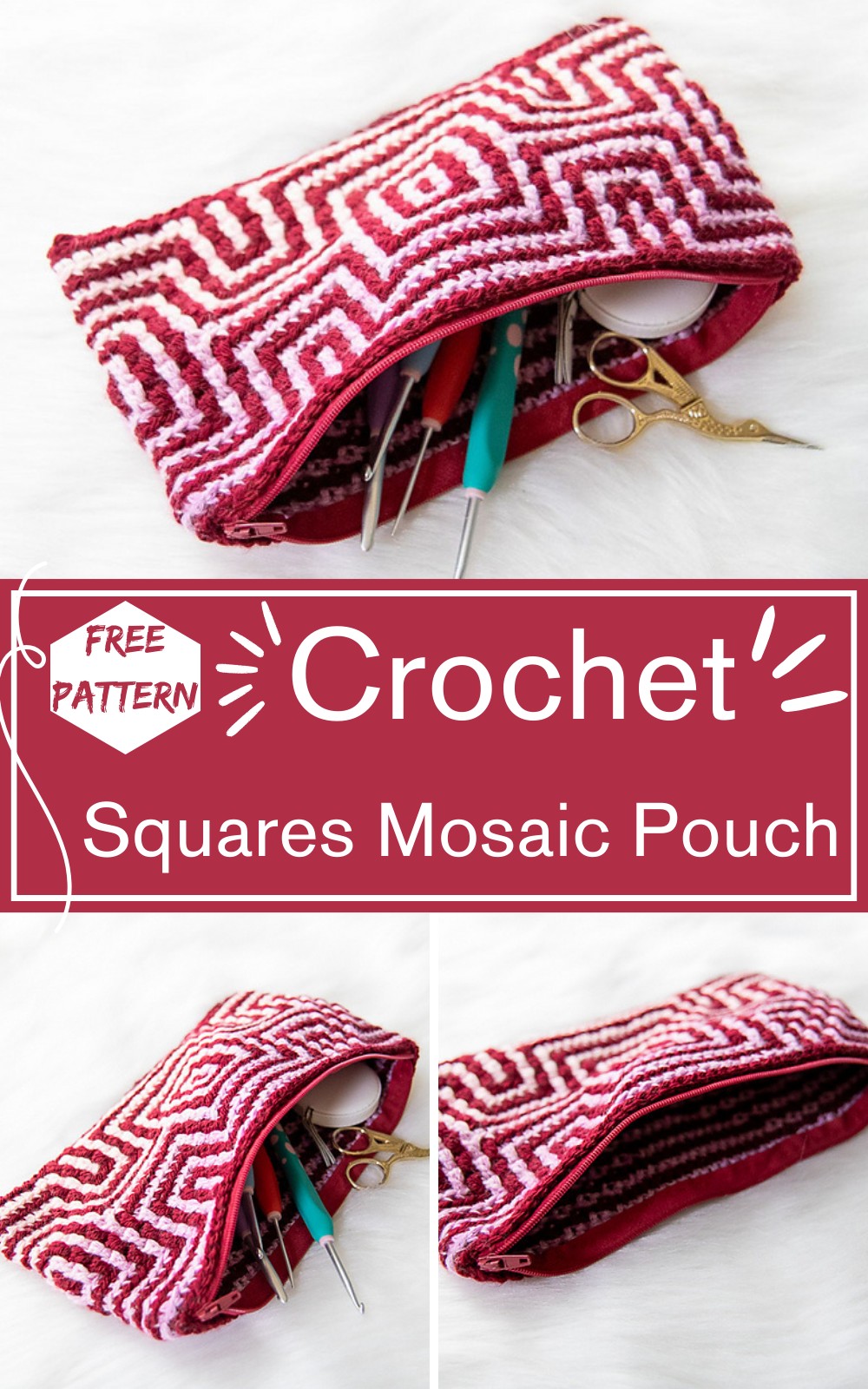 Crochet Illusion Squares Mosaic Pouch