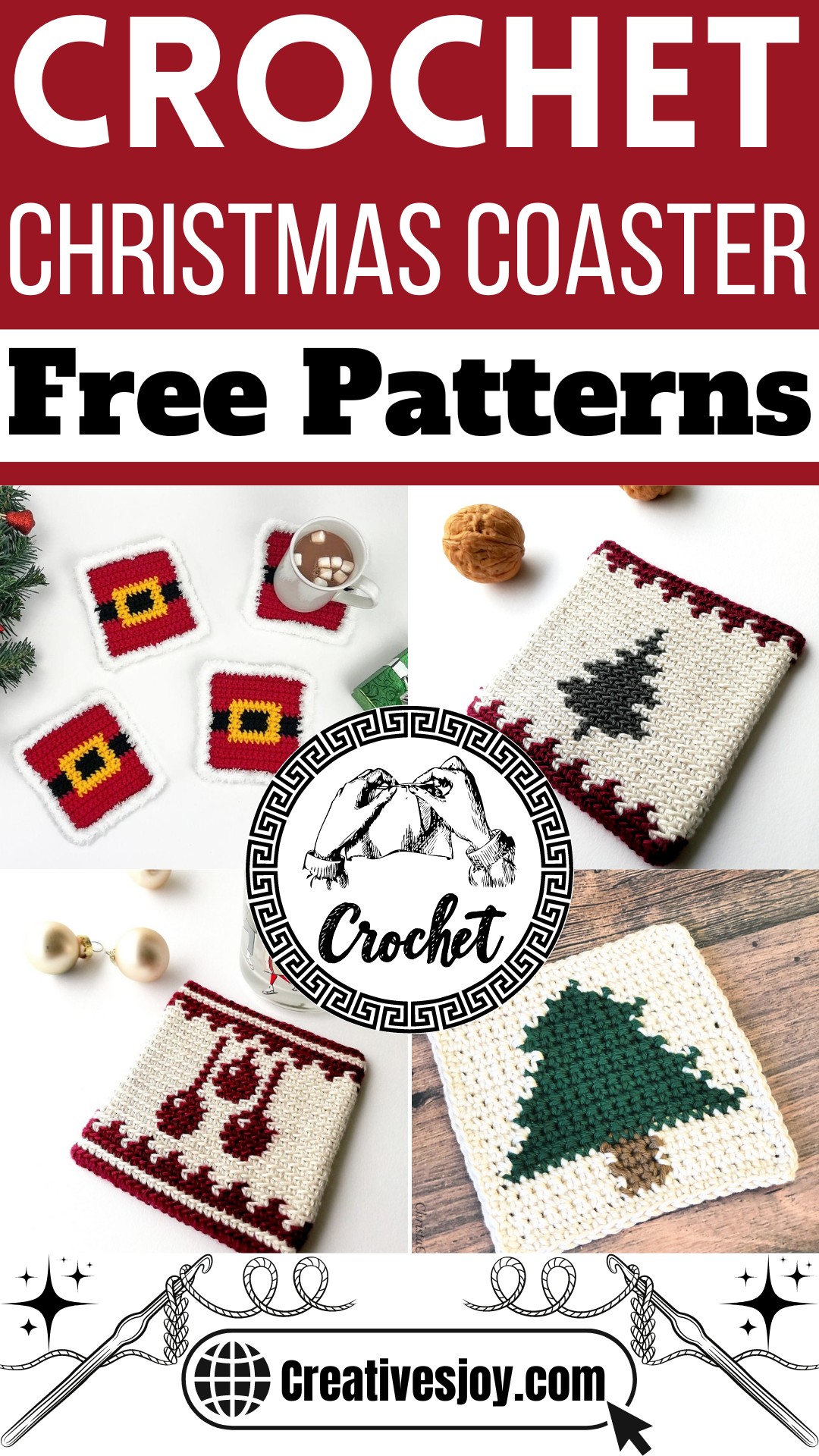 Crochet Christmas Coaster Patterns 1