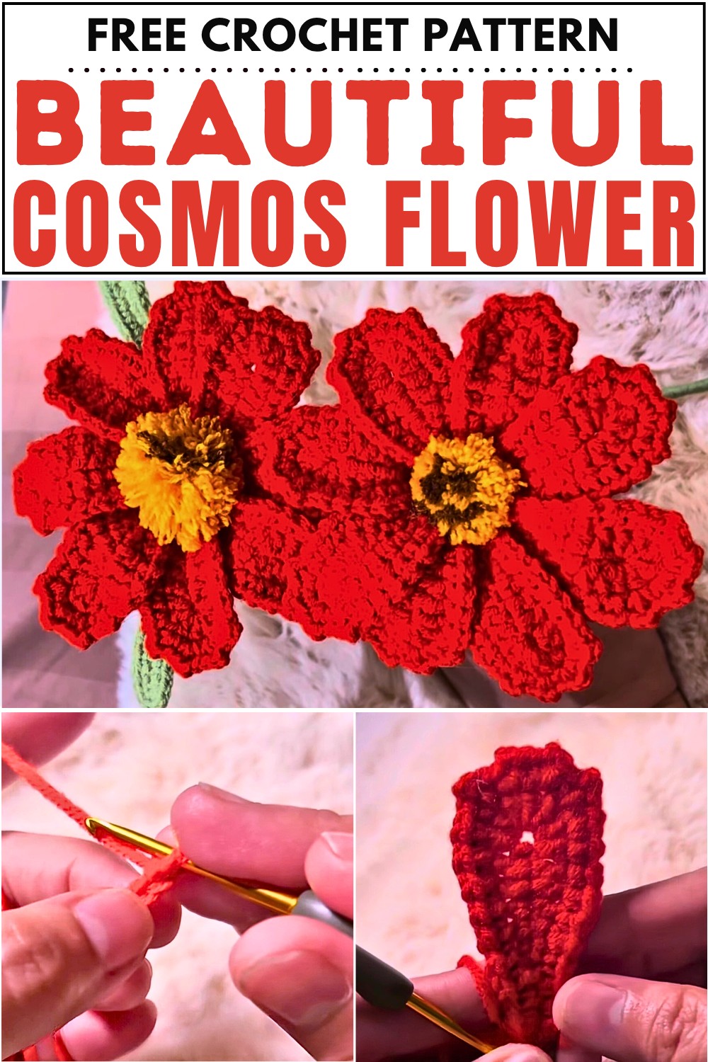 Crochet Beautiful Cosmos Flower Pattern