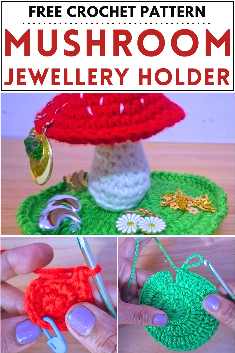 Crochet Mushroom Jewellery Holder Pattern