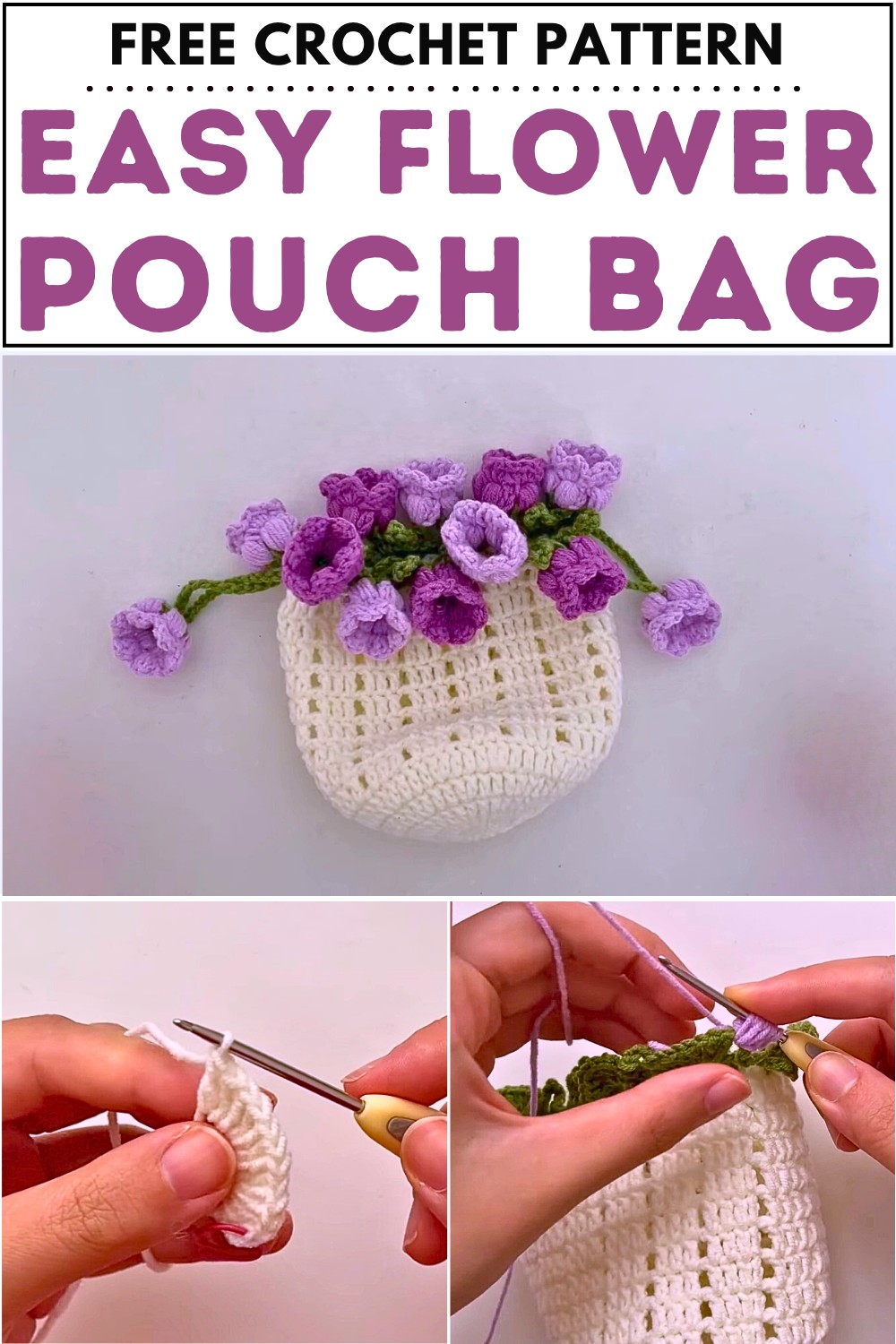 Easy Crochet Flower Pouch Bag Pattern