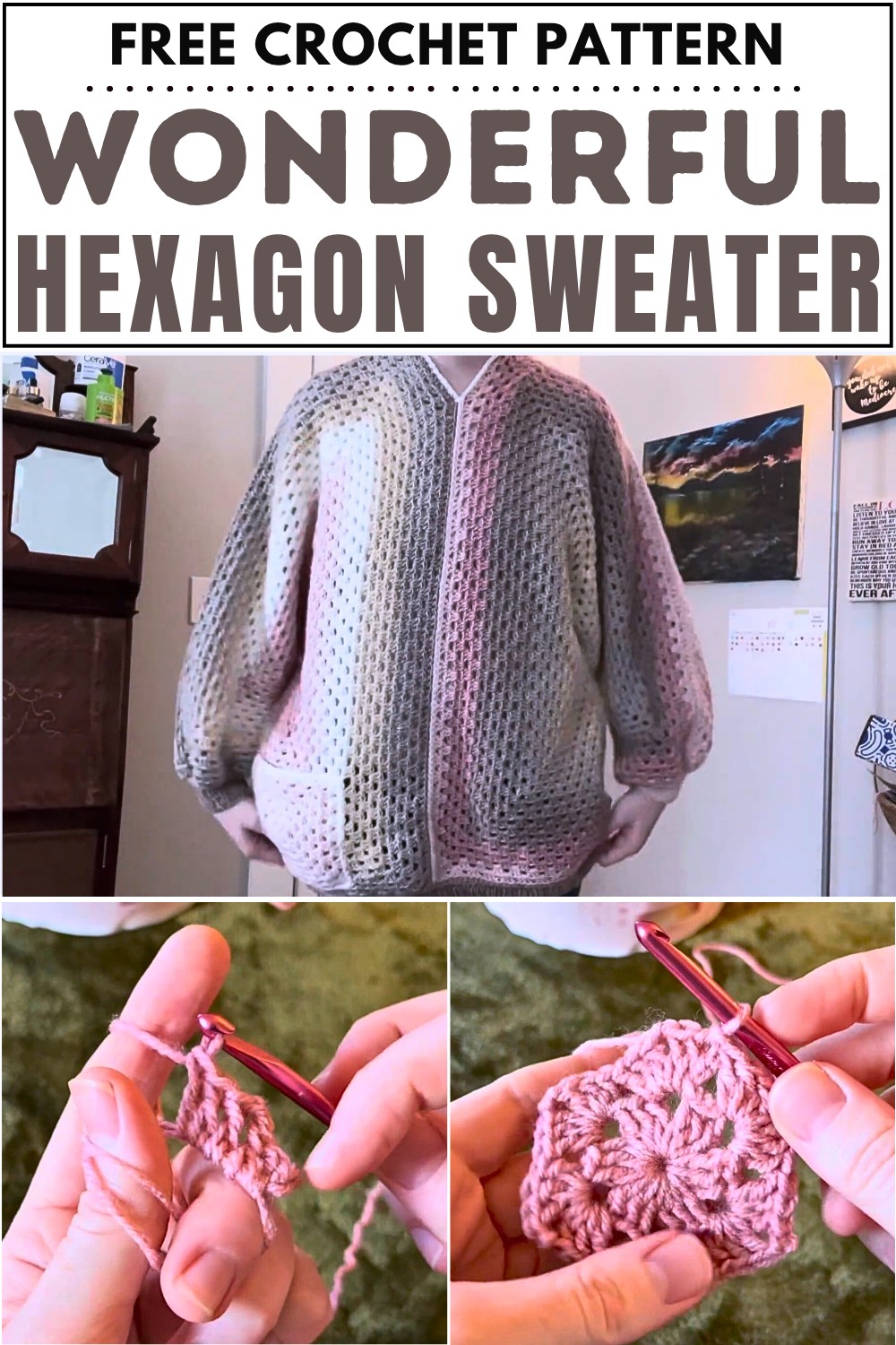 Wonderful Crochet Hexagon Sweater Pattern