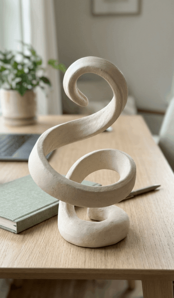 Abstract Clay Spiral Sculpture Decor