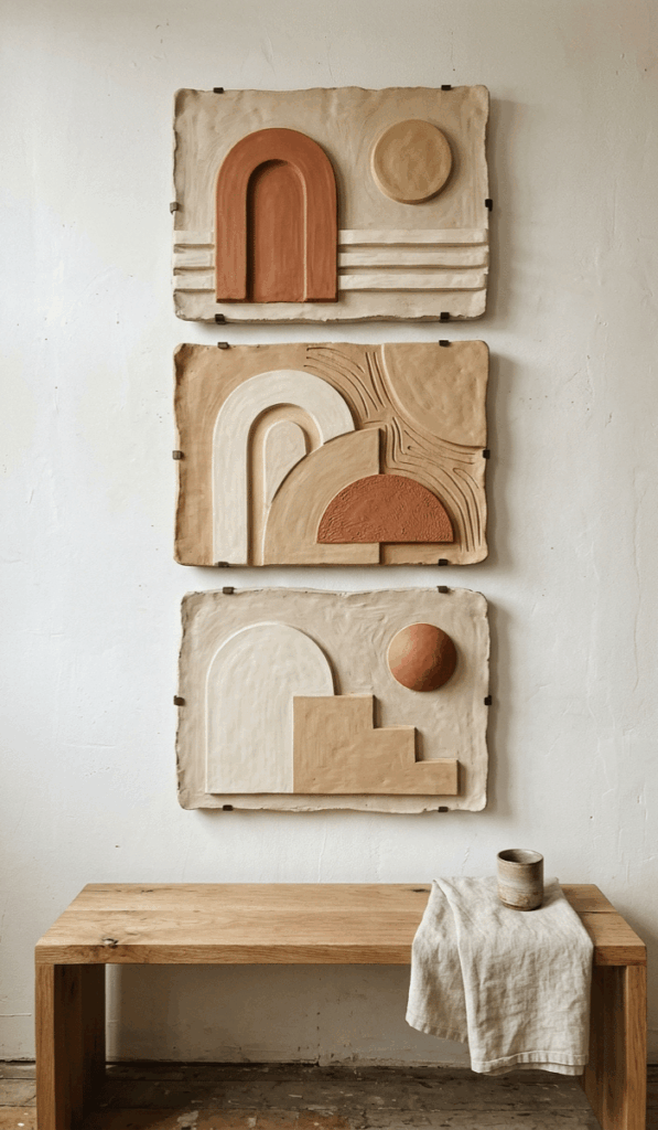 Abstract Geometric Clay Wall Panels