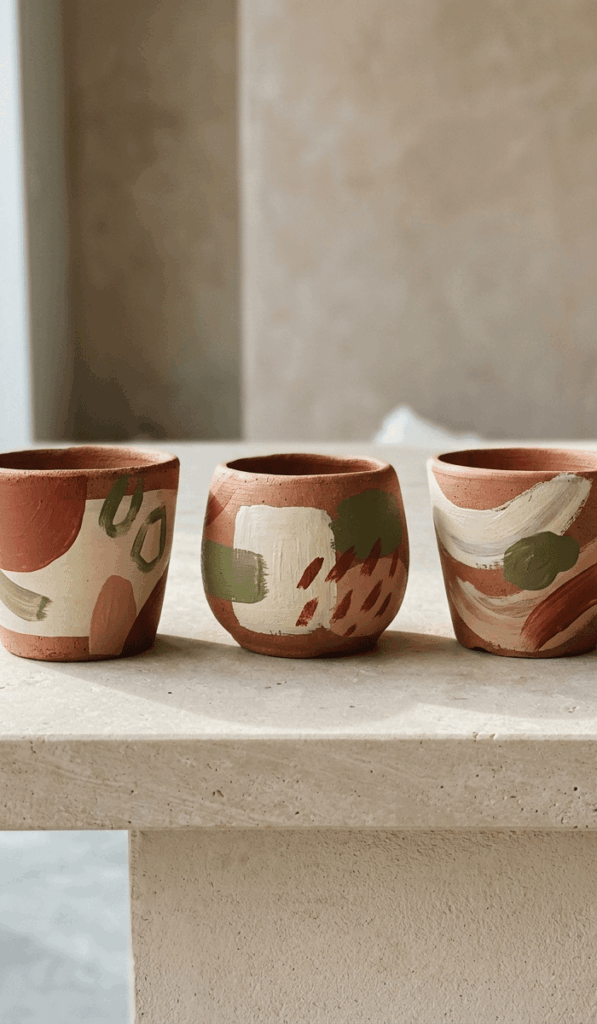 Abstract Mini Clay Pot Decorating Ideas