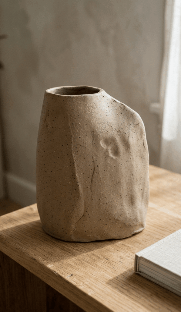 Asymmetric Modern Clay Slab Vase