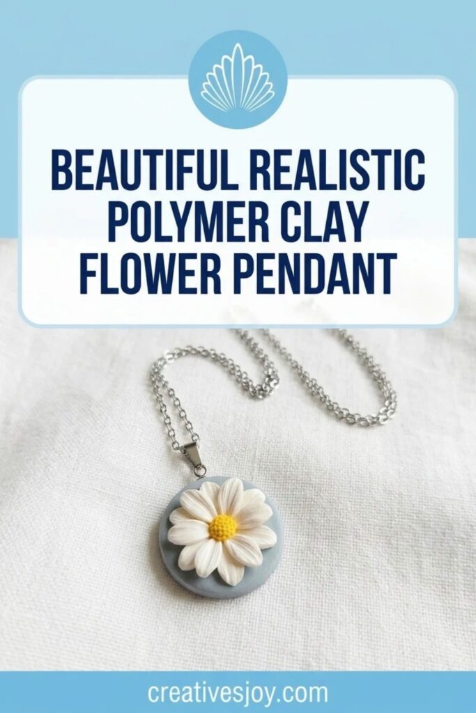 Beautiful Realistic Polymer Clay Flower Pendant