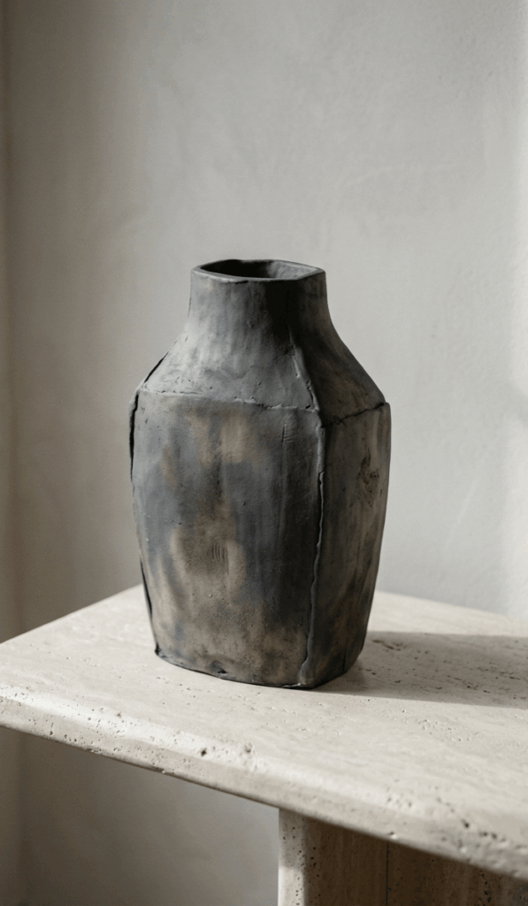 Charcoal Modern Clay Slab Vase