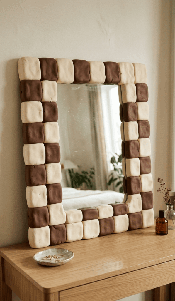 Checkerboard Foam Clay Mirror