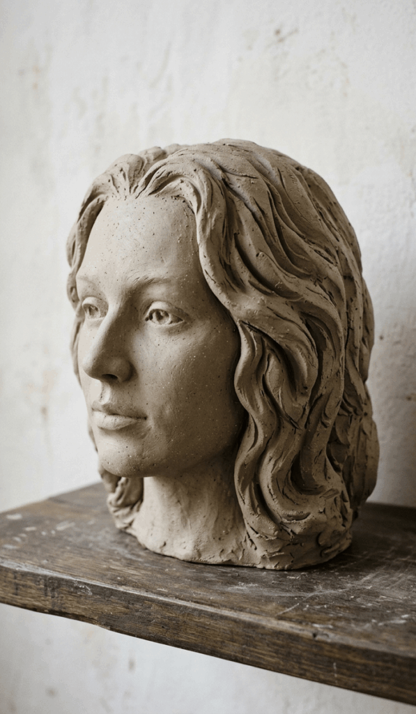 Clay Head With Sculpted Hair Decor
