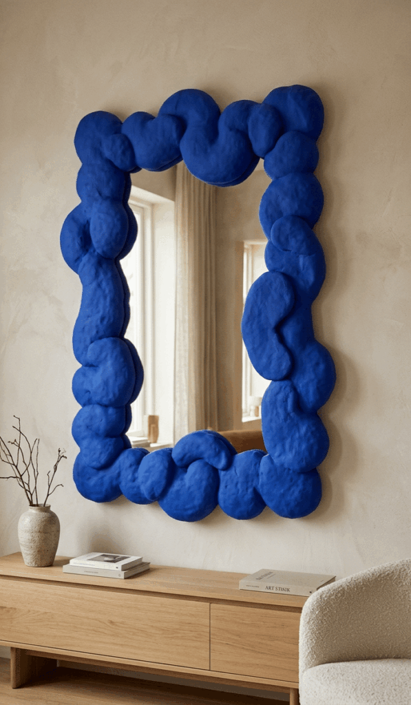 Cobalt Blue Foam Clay Mirror