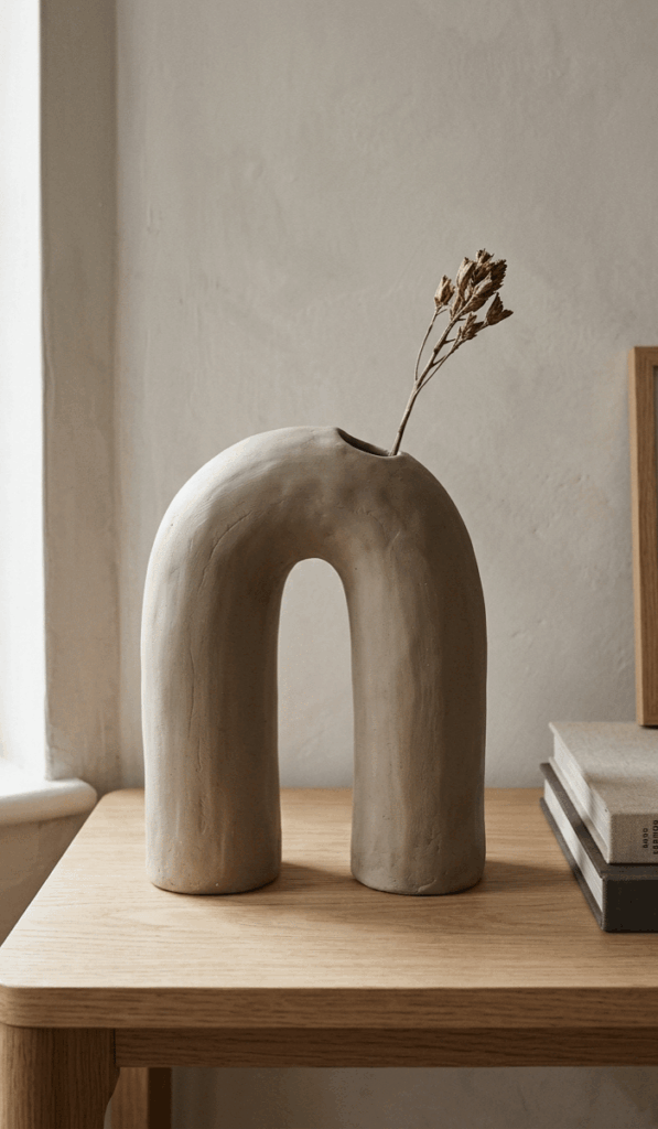 Contemporary Arch-Shaped Clay Vase