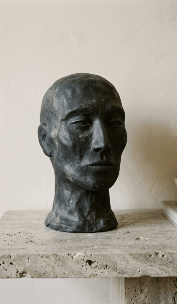 Contemporary Black Clay Head Decor