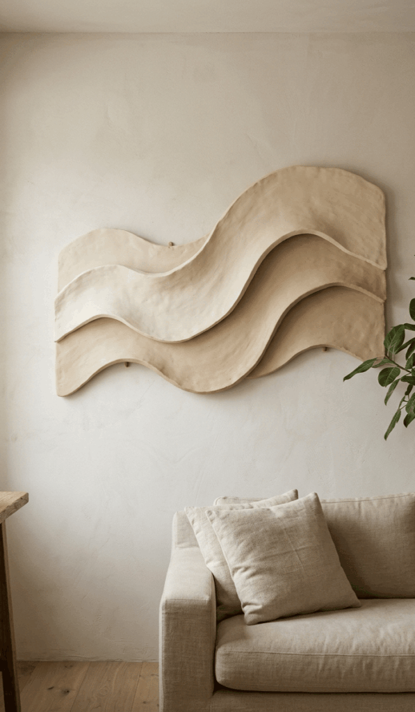 Contemporary Clay Wave Wall Sculpture