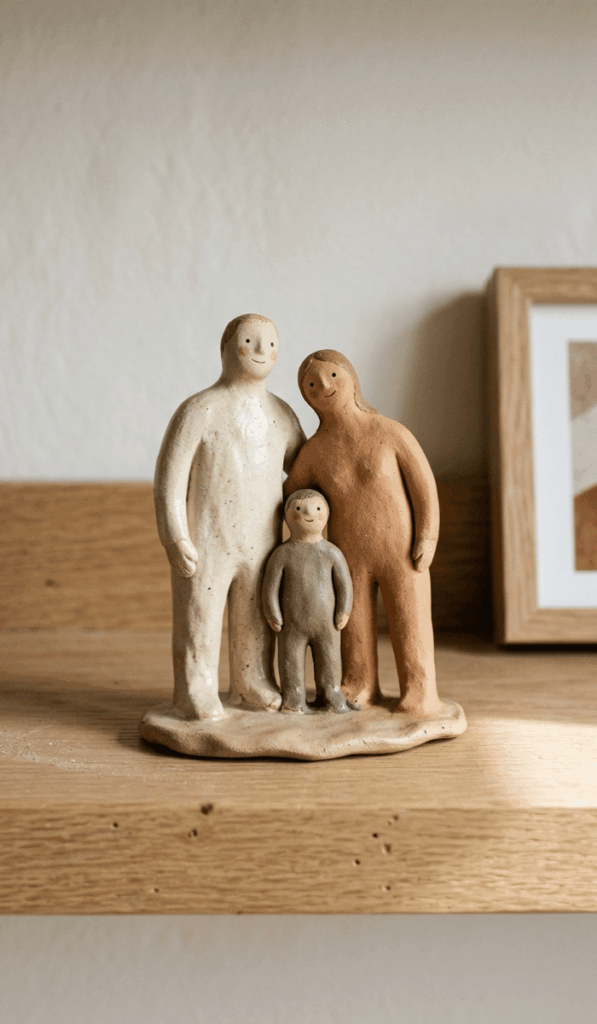 Cute Clay People Family Sculpture
