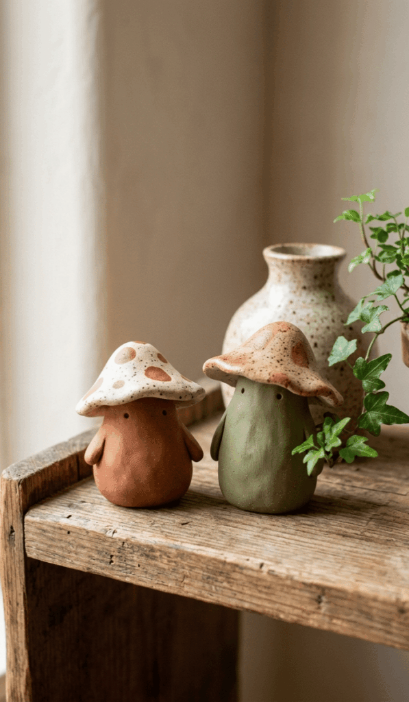 Cute Clay People Mushroom Decor