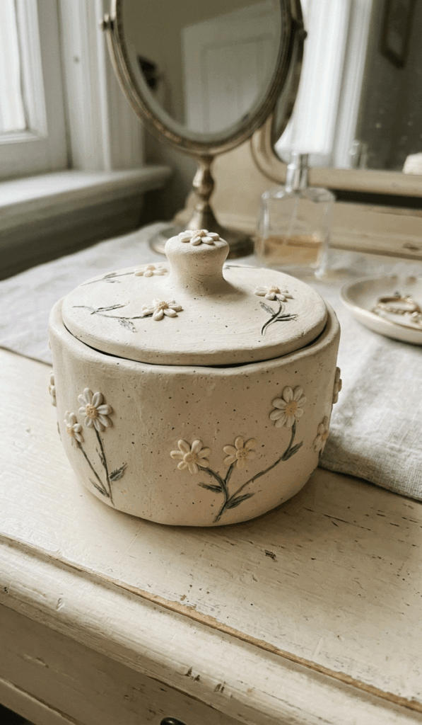 Cute Daisy Pattern Clay Container